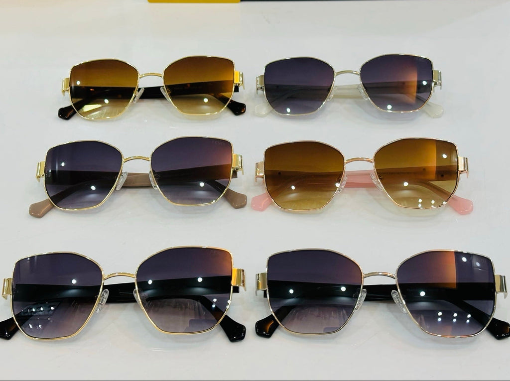 BAGUETTE SQUARE FRAME SUNGLASSES FE40051 IN METAL
